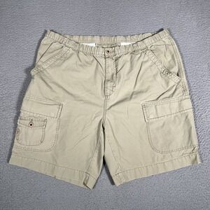 Tommy Bahama Shorts Mens XL Brown Relax 8" Cargo Elastic Waist Drawstring Logo